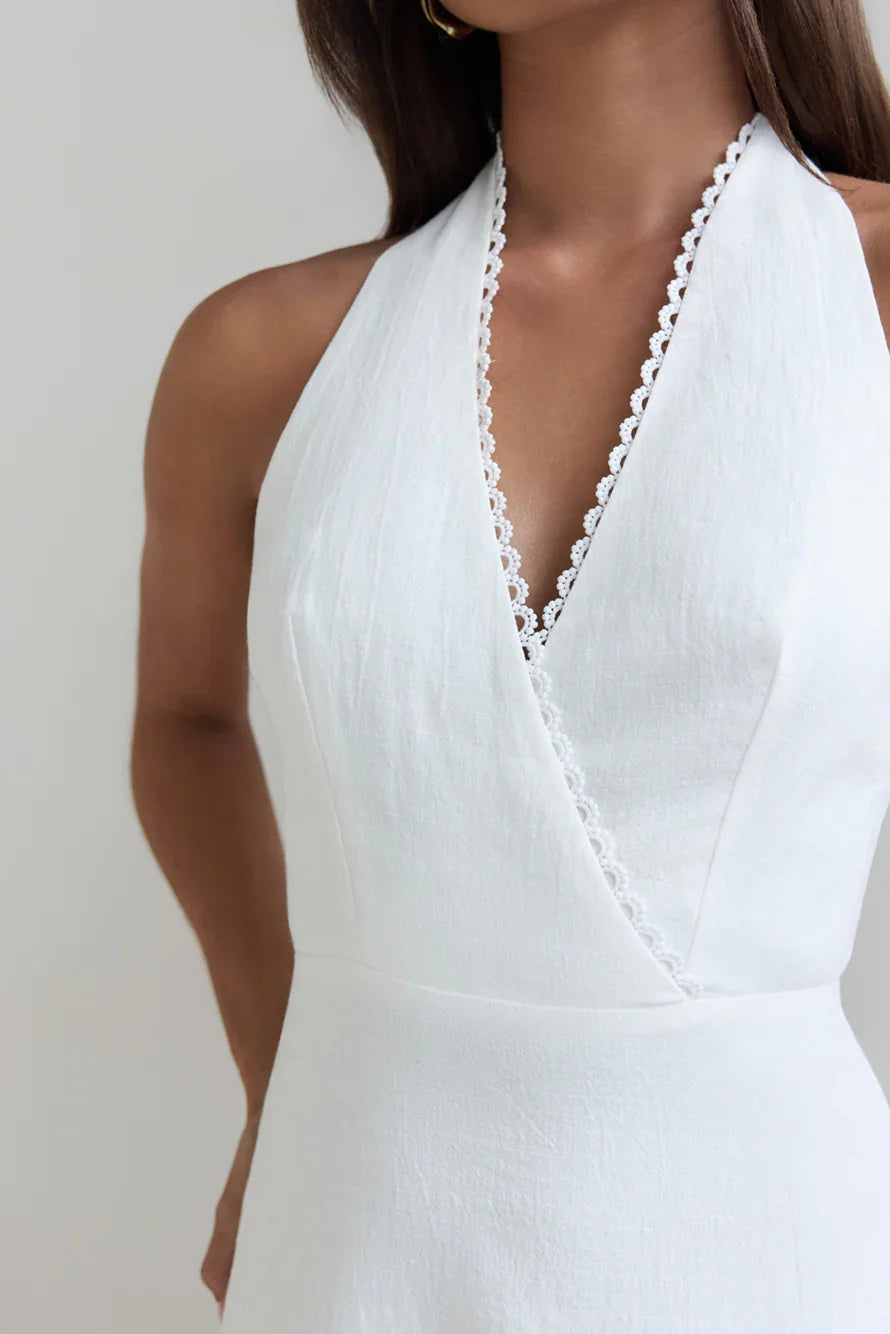 Angelic Song Halter Maxi Dress White