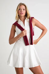 Zenley White Collared Skater Mini Dress