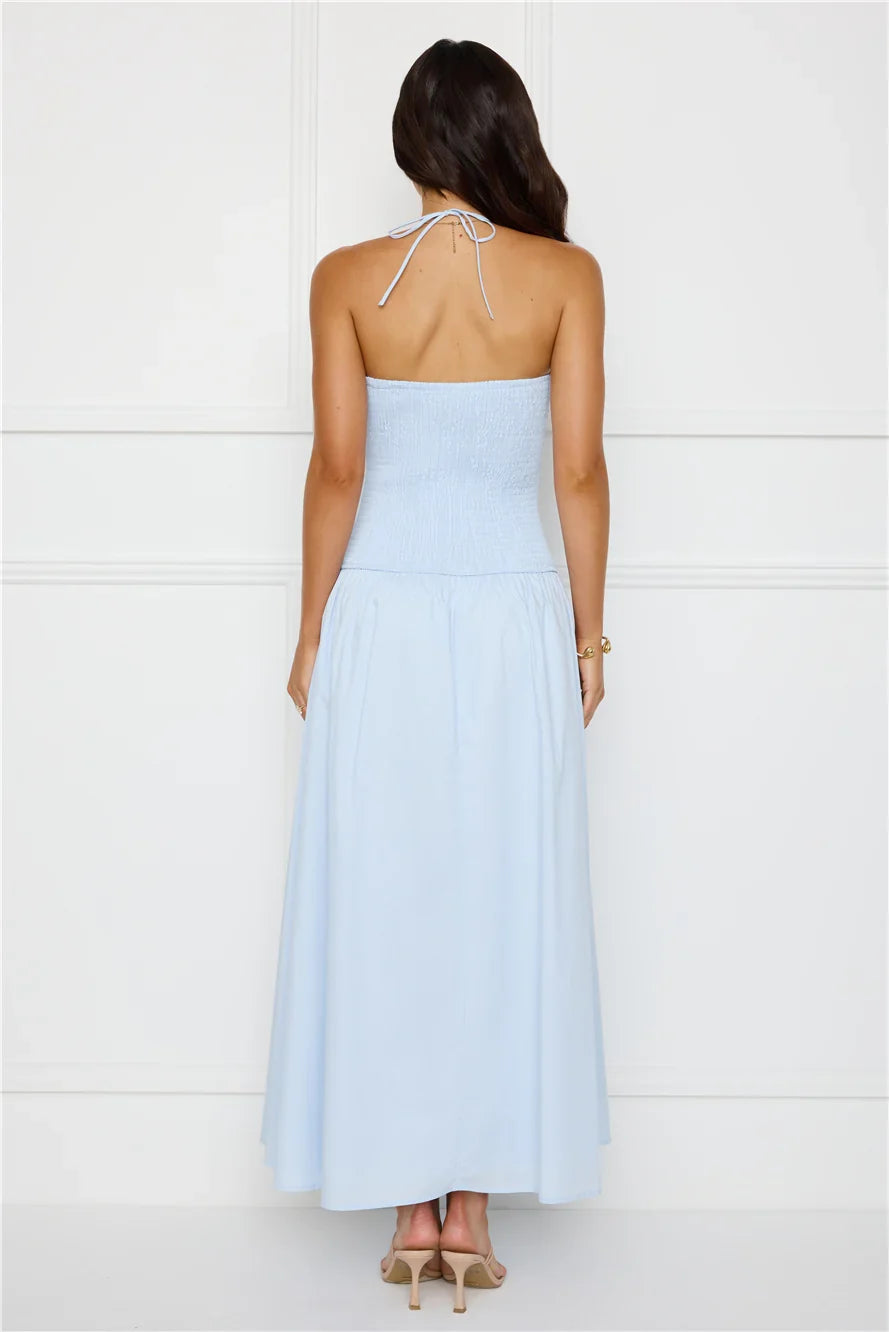 Unmatched Energy Halter Maxi Dress Blue