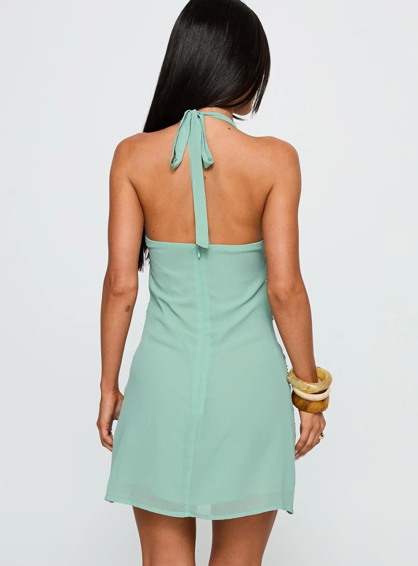 Telenova Halter Mini Dress Green